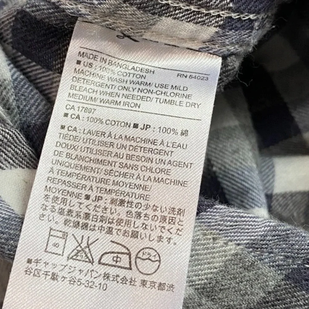 EUC Mens Banana Republic lightweight flannel‎ grey blue plaid button up size L